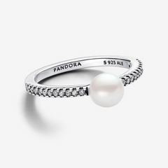 Pandora Ring für Damen - Behandelte Süsswasserzuchtperle & Pavé, Sterling-Silber