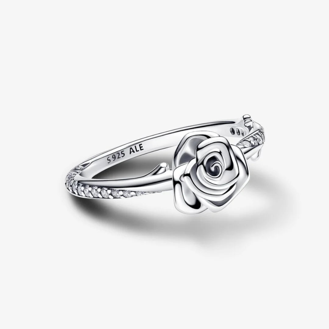 Pandora Ring für Damen: Blühende Rose - Klar, Sterling-Silber