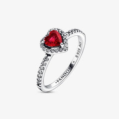 Pandora Herz Ring: Ausgeprägtes Rotes - Sterling-Silber