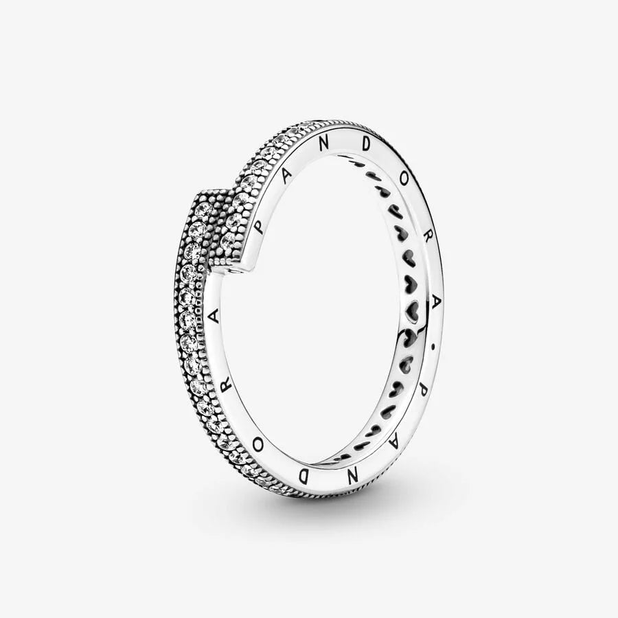 Pandora Überlappender Ring: Sterling-Silber, Cubic Zirkonia