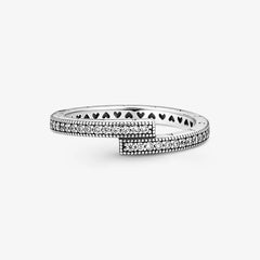 Pandora Überlappender Ring: Sterling-Silber, Cubic Zirkonia