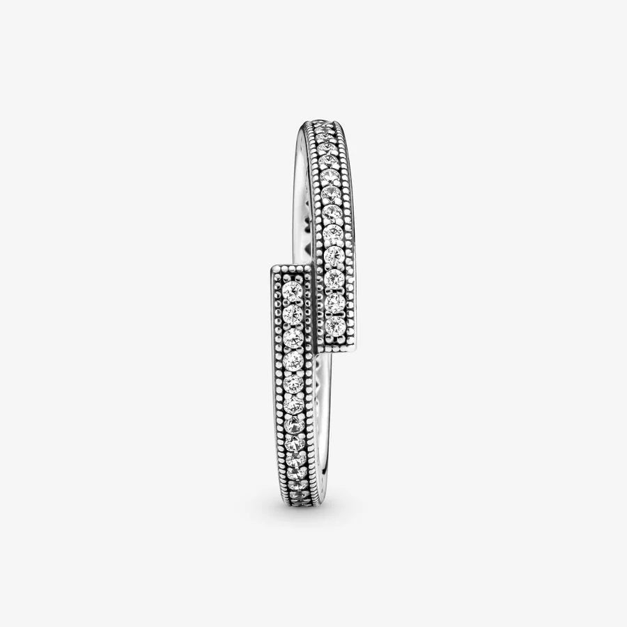 Pandora Überlappender Ring: Sterling-Silber, Cubic Zirkonia