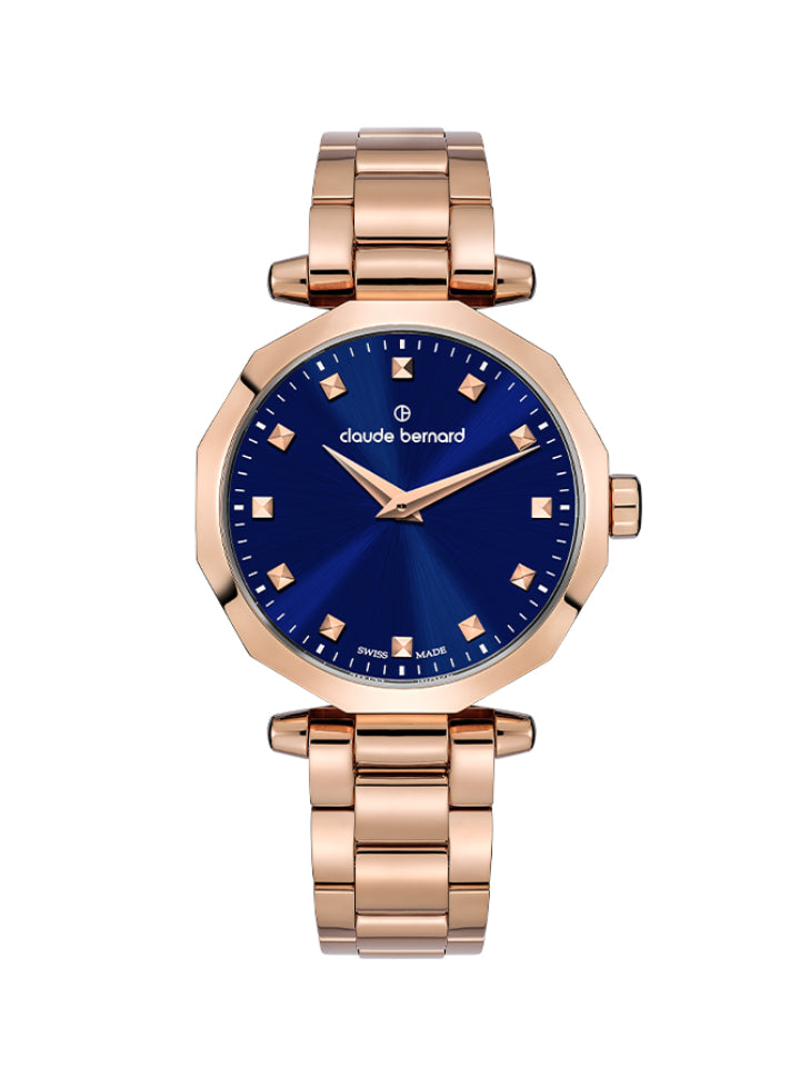 Claude Bernard Dress Code Damen Blau Roségold 29 mm