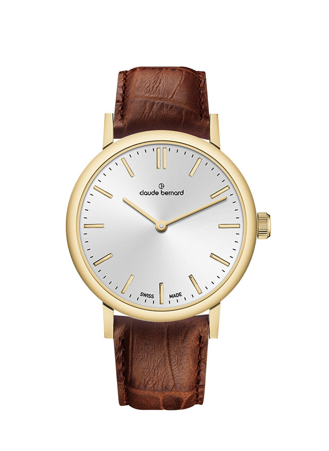 Claude Bernard Slim Line Damen Silber Goldfarben 32 mm