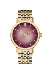 Claude Bernard Slim Line Damen Bordeaux Gold 32 mm