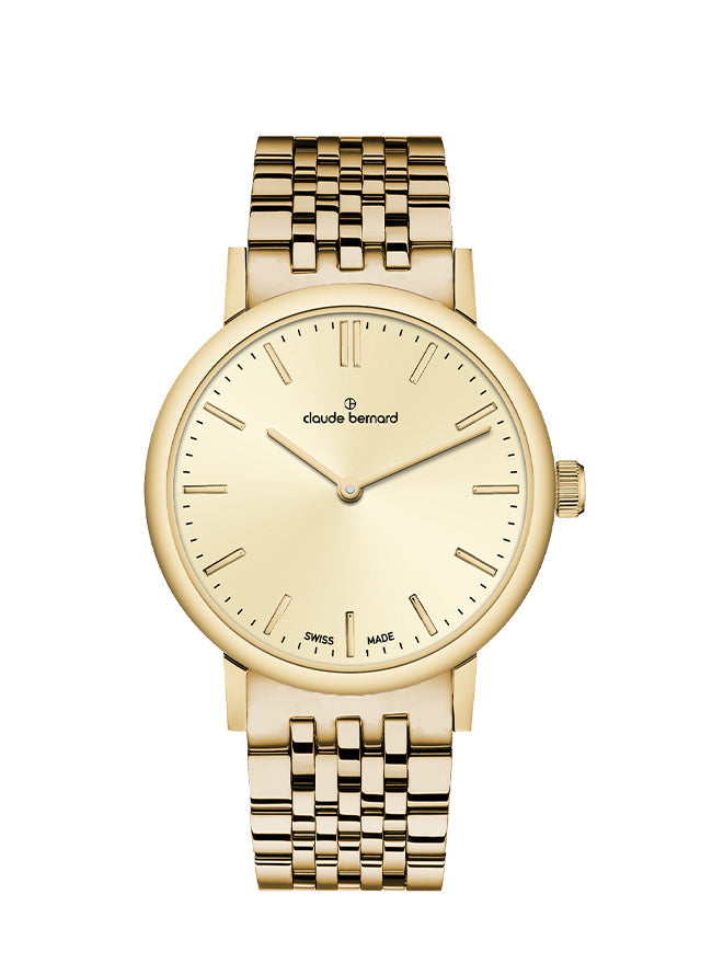 Claude Bernard Slim Line Damen Gelb Gold 32 mm