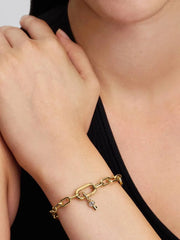 Schlüssel Mini-Charm-Anhänger vergoldet – Charm mit Cubic Zirkonia & Sternmotiv