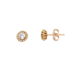 18 Karat Gold - 750 Weissgold / Rosegold Ohrstecker mit Zirkonia Steinen - 196324