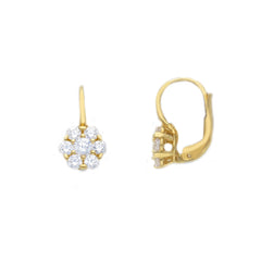 18 Karat Gold - 750 Weissgold / Gelbgold Ohrstecker mit Zirkonia Steinen - 257087