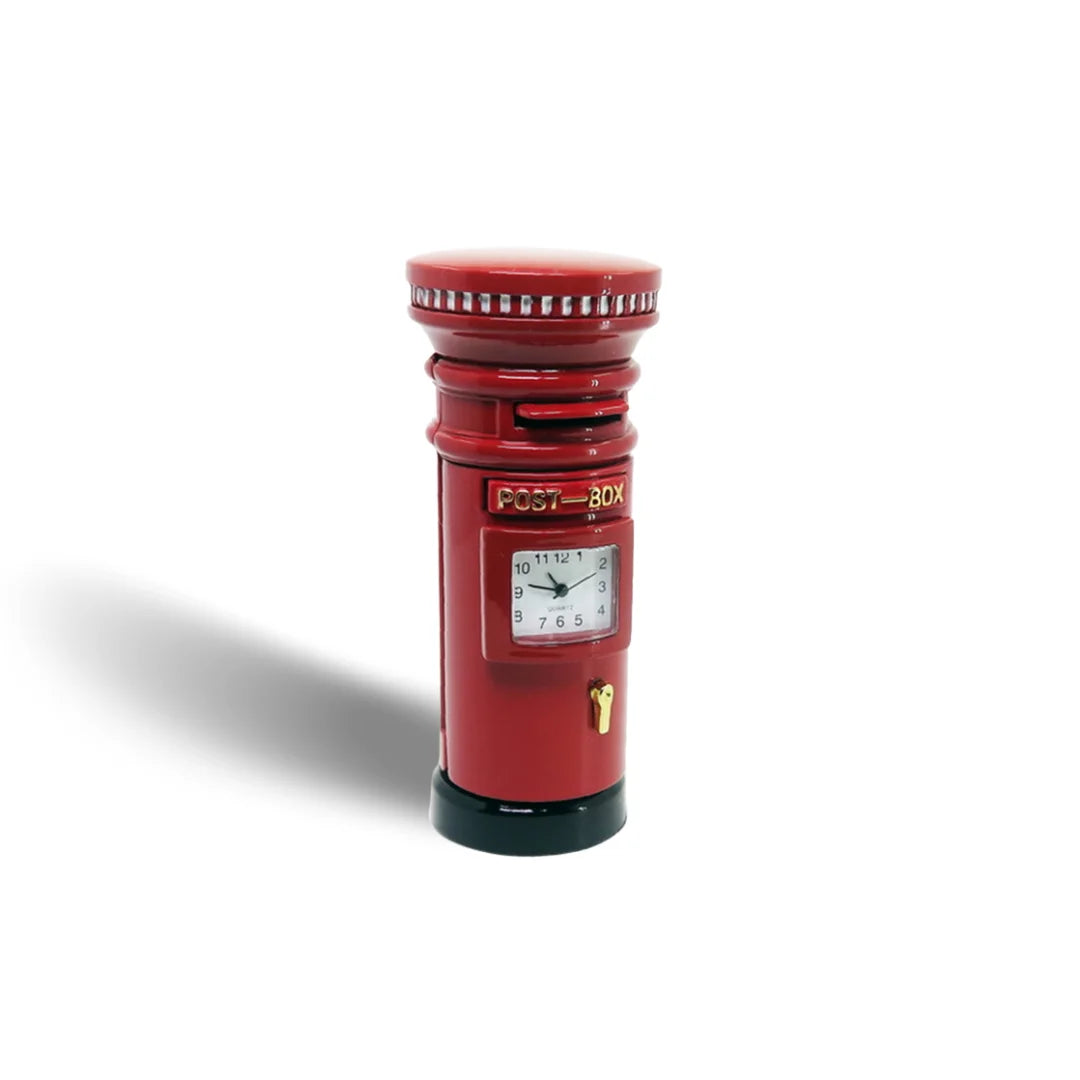Miniaturuhr Briefkasten in Rot: Quarz, 10×4 cm