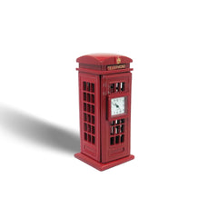 Miniaturuhr Telefonkabine in Rot: Quarz, 9×4 cm
