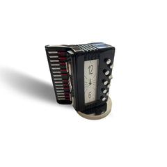 Miniaturuhr Akkordeon in Schwarz: Quarz, 7×5 cm