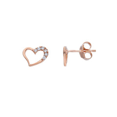 Boucles d'oreilles puces coeur en or 18 carats - 750