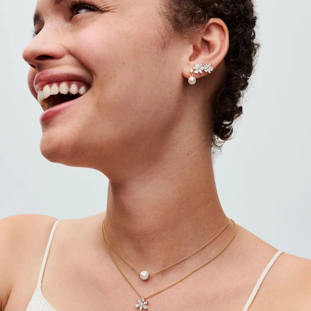 Pandora Ohrringe für Damen: Süsswasserzuchtperle & Stein Ohrhänger