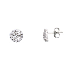 18 Karat Gold - 750 Weissgold Ohrstecker mit Zirkonia Steinen - 269265