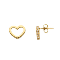 Boucles d'oreilles puces coeur en or 18 carats - 750