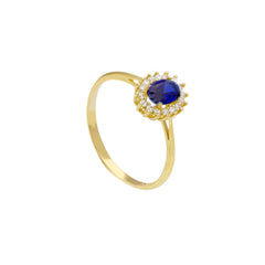 18 Karat Gold - 750 Zirkonia Ring mit blauen Stein - 279514