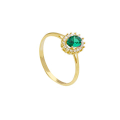 18 Karat Gold - 750 Zirkonia Ring mit grünen Stein - 279527