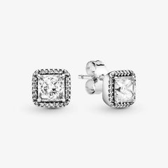 Pandora Quadratischer Strahlenkranz Ohrstecker - Sterling-Silber