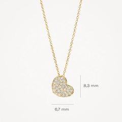 Collier mit herzförmigem Anhänger und Zirkonia 585er Gold - 3207YZI