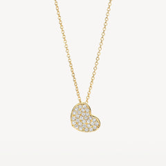 Collier mit herzförmigem Anhänger und Zirkonia 585er Gold - 3207YZI