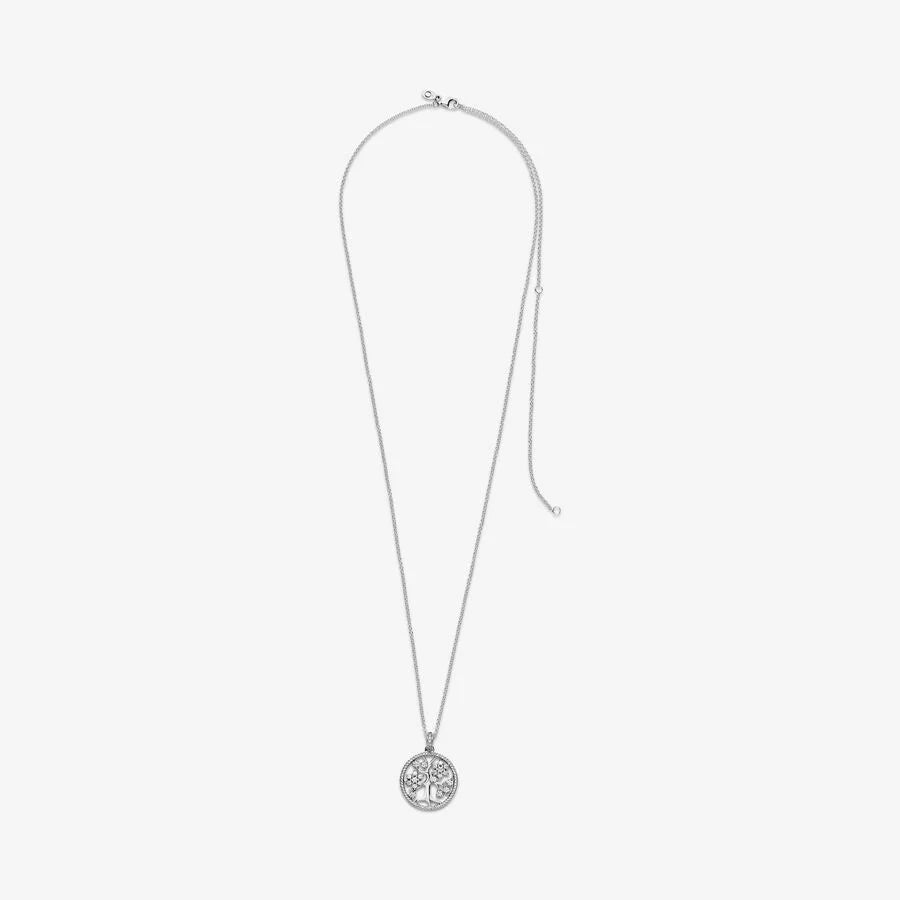 Pandora Funkelnde Stammbaum Halskette: Sterling-Silber, Cubic Zirkonia