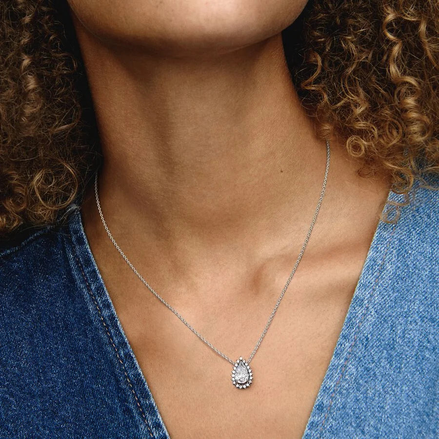 Pandora Collier-Halskette: Birnen-Kranz - Zirkonia, Sterling-Silber