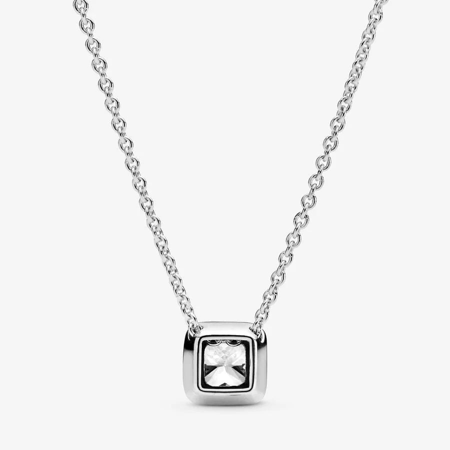 Pandora Strahlenkranz Halskette: Quadratisch - Sterling-Silber, Cubic Zirkonia