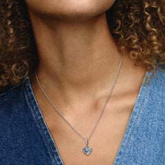 Pandora Herz Halskette: Blaue Mond & Sterne - Sterling-Silber