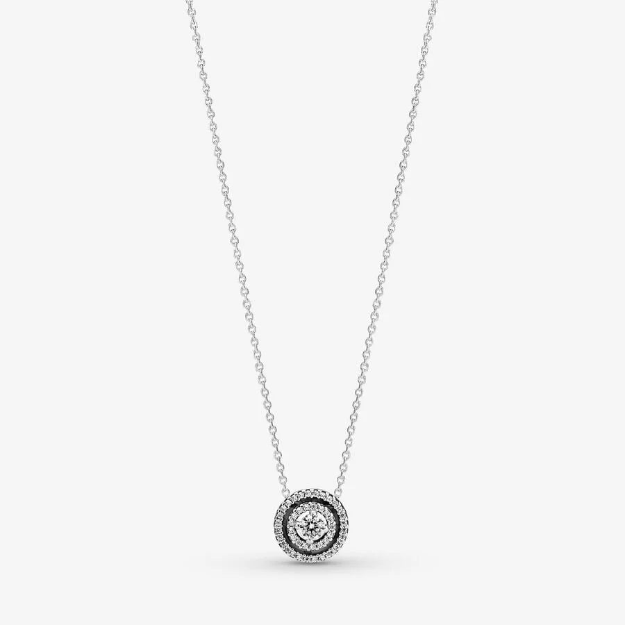 Pandora Halskette: Doppelter Kranz - Sterling-Silber, Cubic Zirkonia