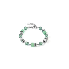 Coeur De Lion GeoCube Iconic Damen Armband Silber-Grün- 4017/30-0500