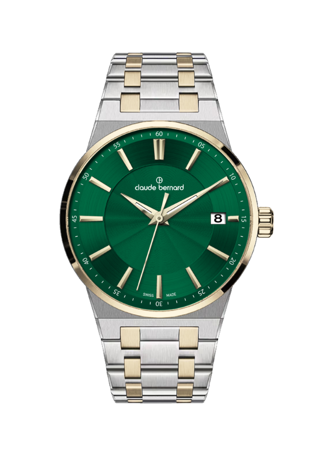 Claude Bernard NEO 1973 Damen Datum Grün Gold 35 mm