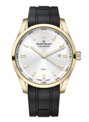 Claude Bernard Aquarider Herren Datum Silber Gold 42 mm