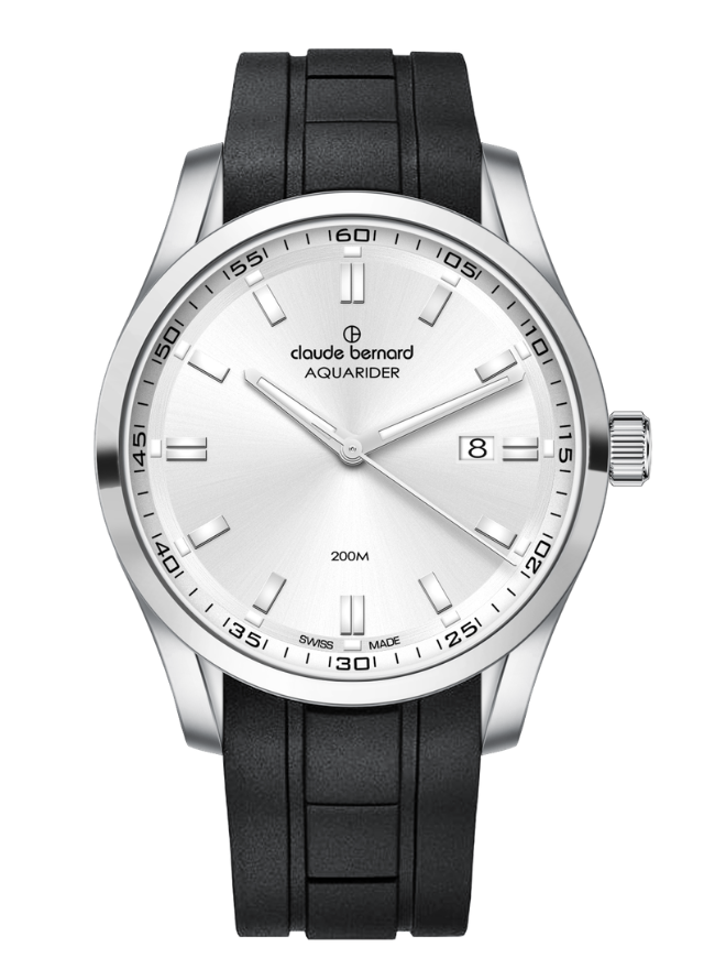 Claude Bernard Aquarider Herren Datum Silber 42 mm