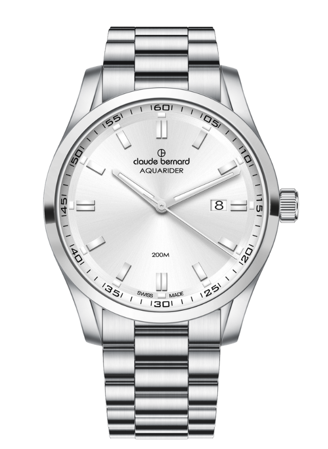 Claude Bernard Aquarider Herren Taucheruhr Silber 42 mm