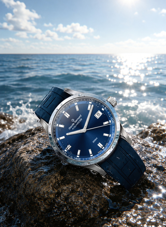 Claude Bernard Aquarider Damen Datum Blau 36 mm