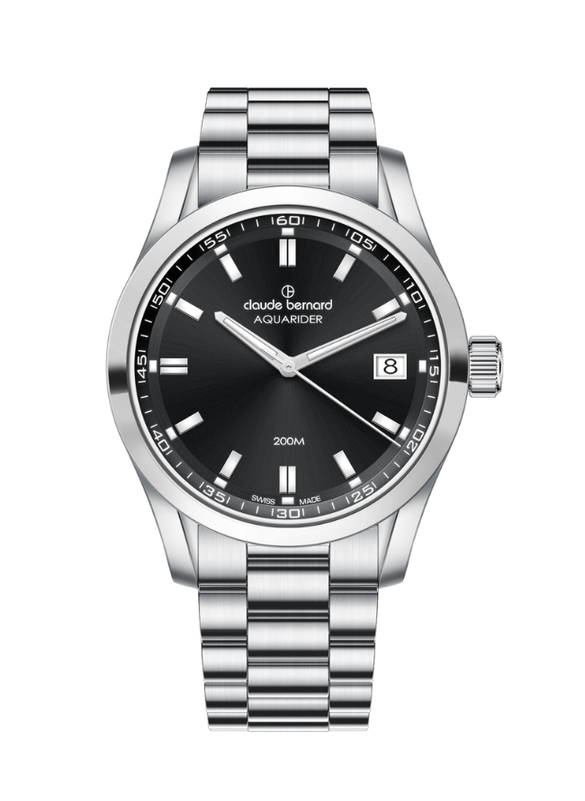 Claude Bernard Aquarider Damen Datum Schwarz 36 mm