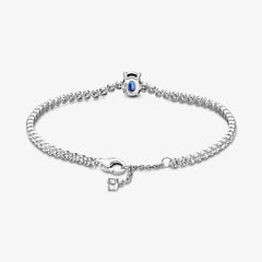 Pandora Pavé Tennisarmband - Sterling-Silber, Ovales Blau Kristall