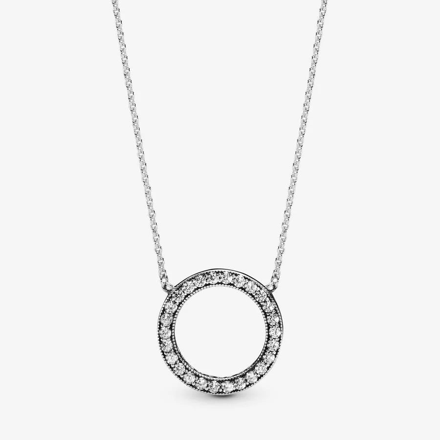 Pandora Funkelnder Kreis Halskette: Sterling-Silber, Cubic Zirkonia