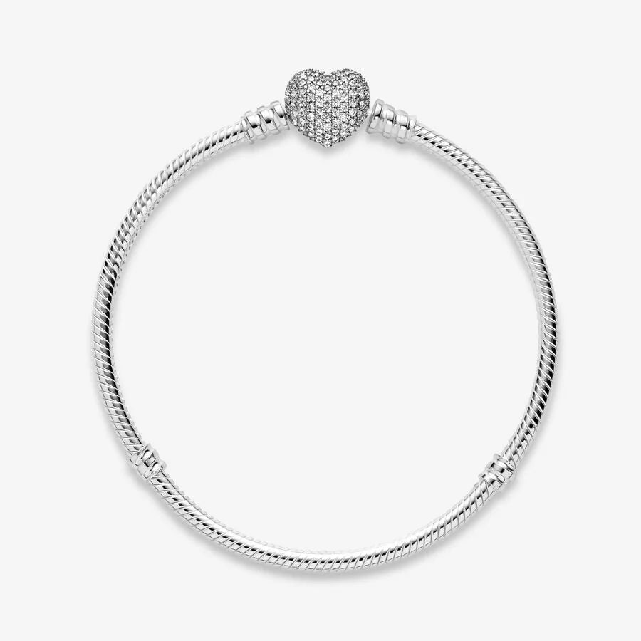 Pandora Armband mit Strahlendem Pavé-Herz-Verschluss: Herzklopfen in Glanz -  590727CZ