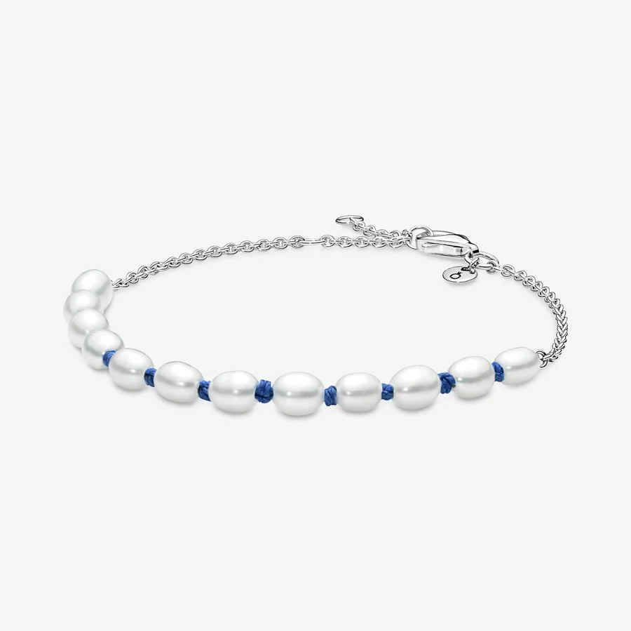 Pandora Klassisches Kettenarmband mit Behandelter Süsswasserzuchtperle in Blau - 591689C01-18