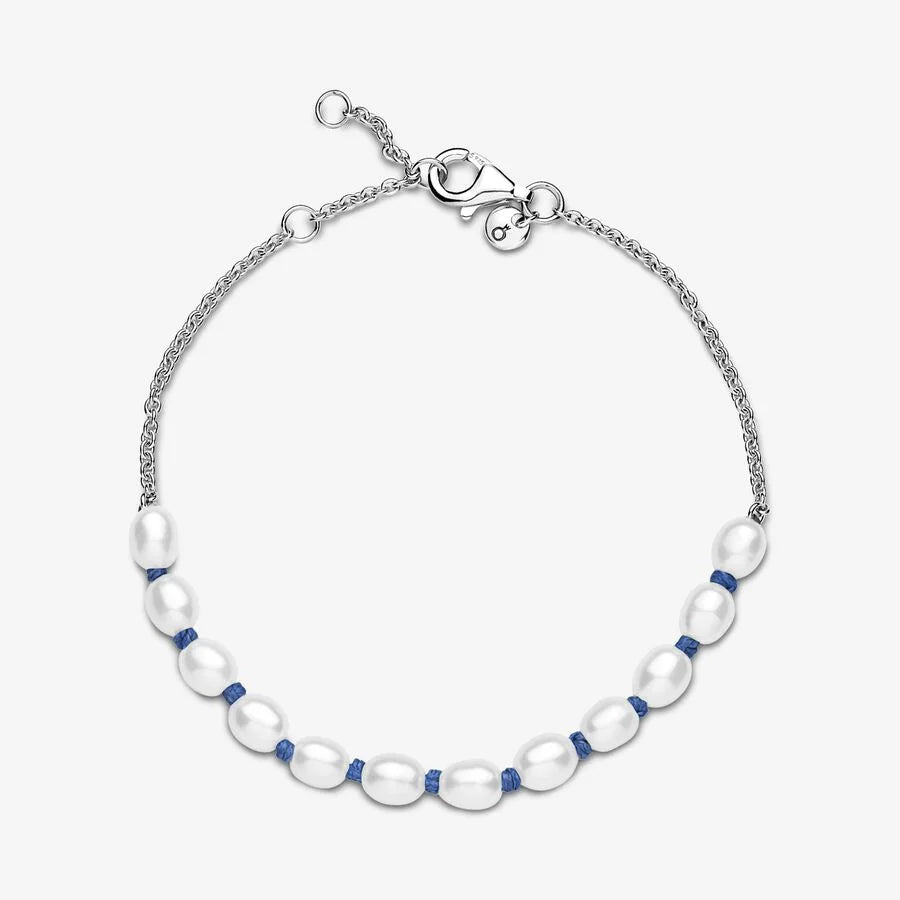 Pandora Klassisches Kettenarmband mit Behandelter Süsswasserzuchtperle in Blau - 591689C01-18