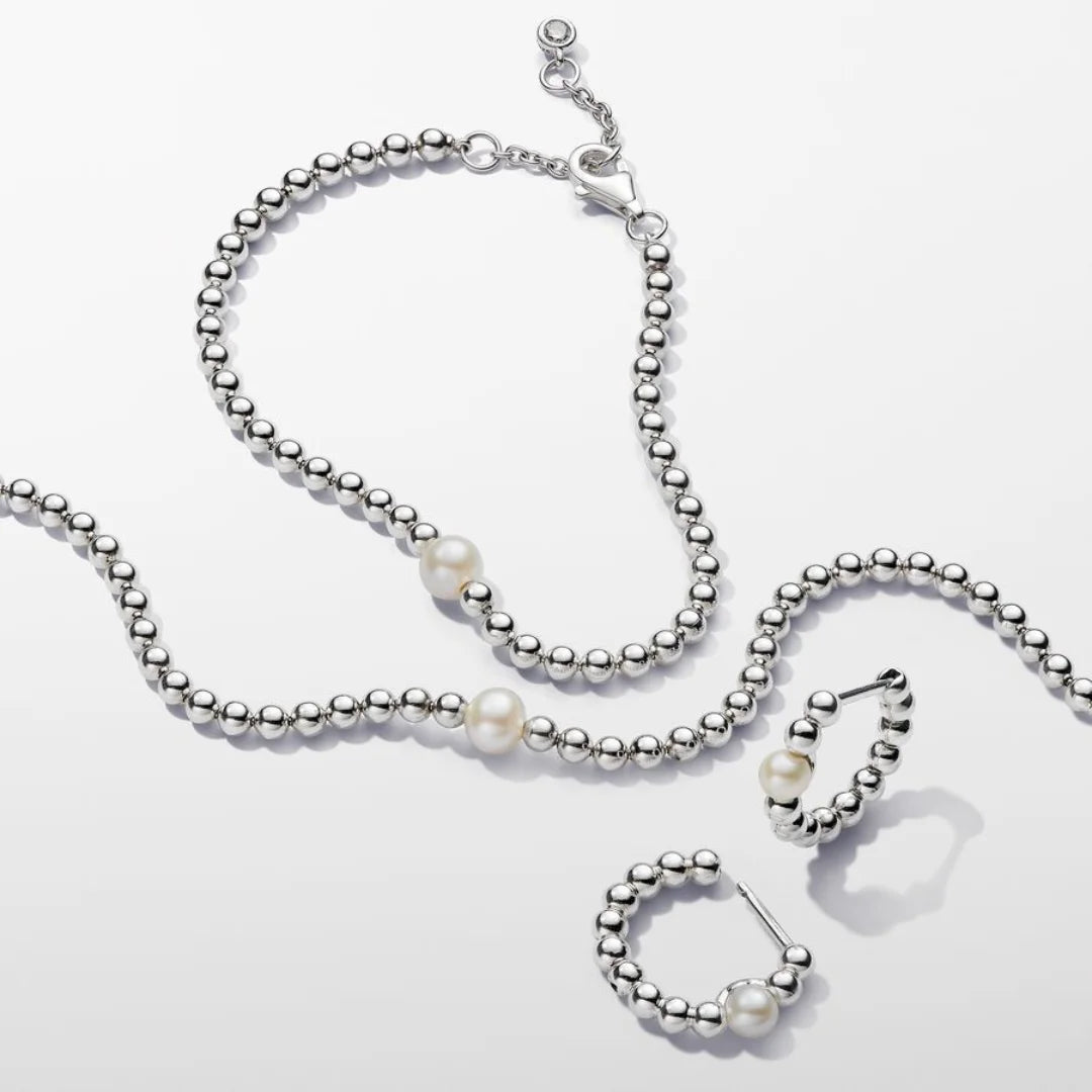 Pandora Armband für Damen: Süsswasserzuchtperle & Kugeln - Sterling-Silber