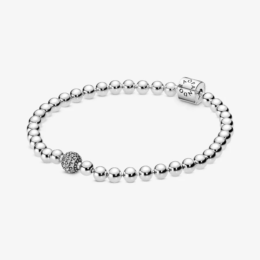 Pandora Beads & Pavé Armband: Schimmernde Perlen und Funkelnde Akzente - 598342CZ-19