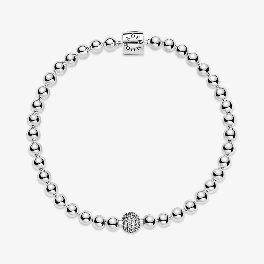 Pandora Beads & Pavé Armband: Schimmernde Perlen und Funkelnde Akzente - 598342CZ-19