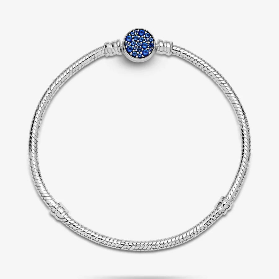 Pandora Moments: Blauer Scheibenverschluss am Schlangen-Gliederarmband - 599288C01