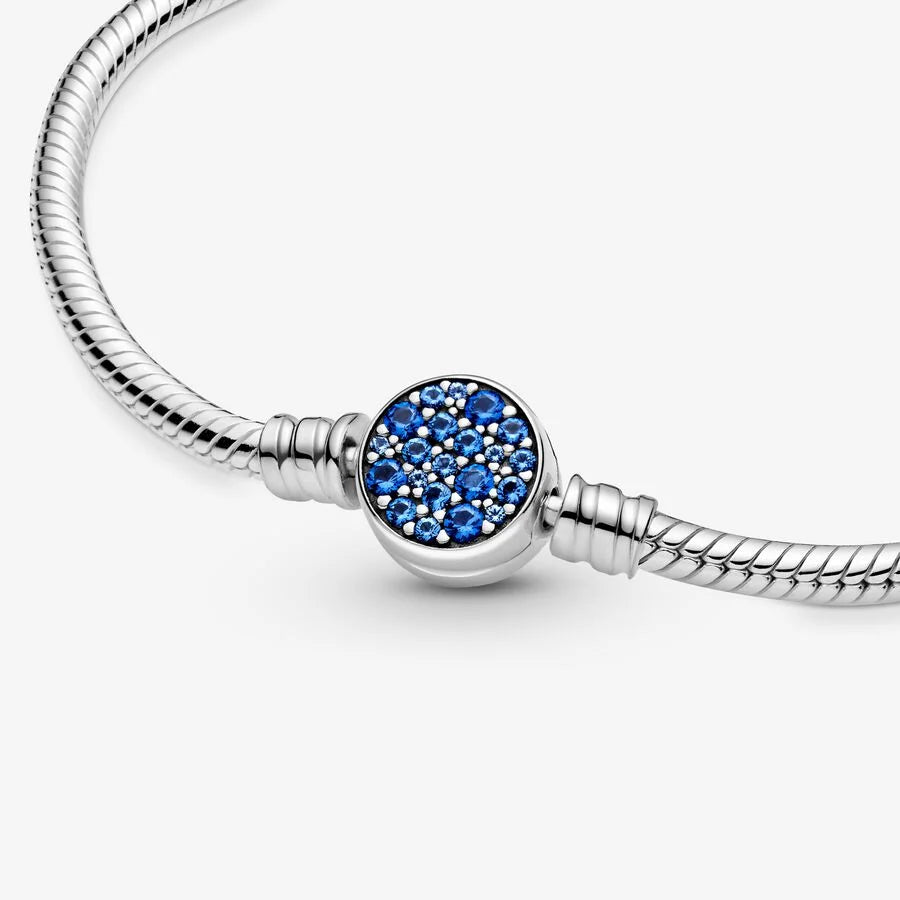 Pandora Moments: Blauer Scheibenverschluss am Schlangen-Gliederarmband - 599288C01