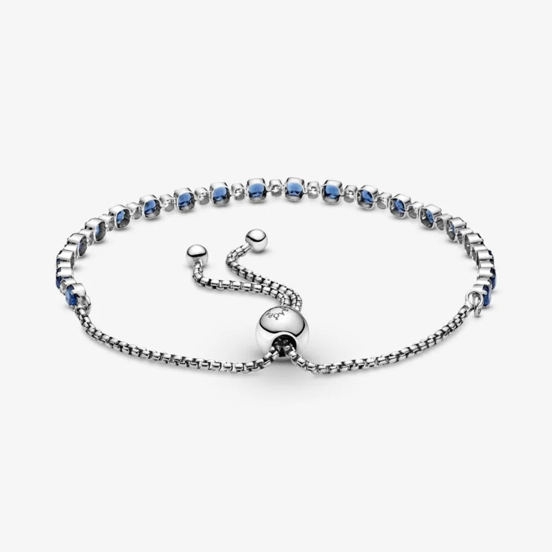 Pandora Damen Armband: Verstellbar, Sterling-Silber, Blau & Klar Zirkonia