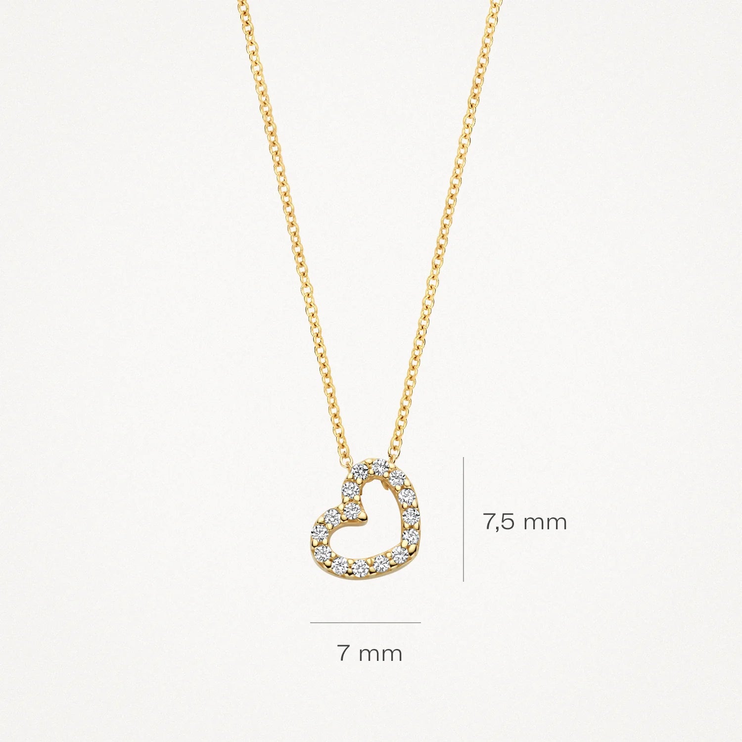 Blush Herzkette in 750/18 Karat Gelbgold mit Zirkoniasteinen - 3072YZI