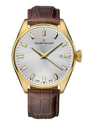 Claude Bernard Proud Heritage Herrenuhr Datum Silber Gold